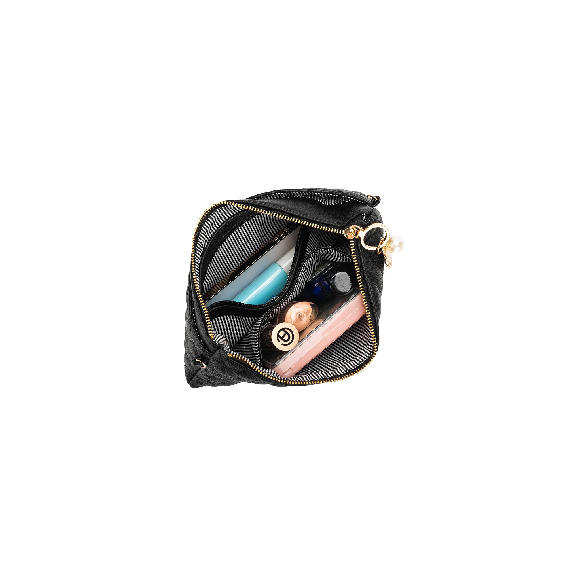 Odessa Black Quilted Crossbody Wristlet