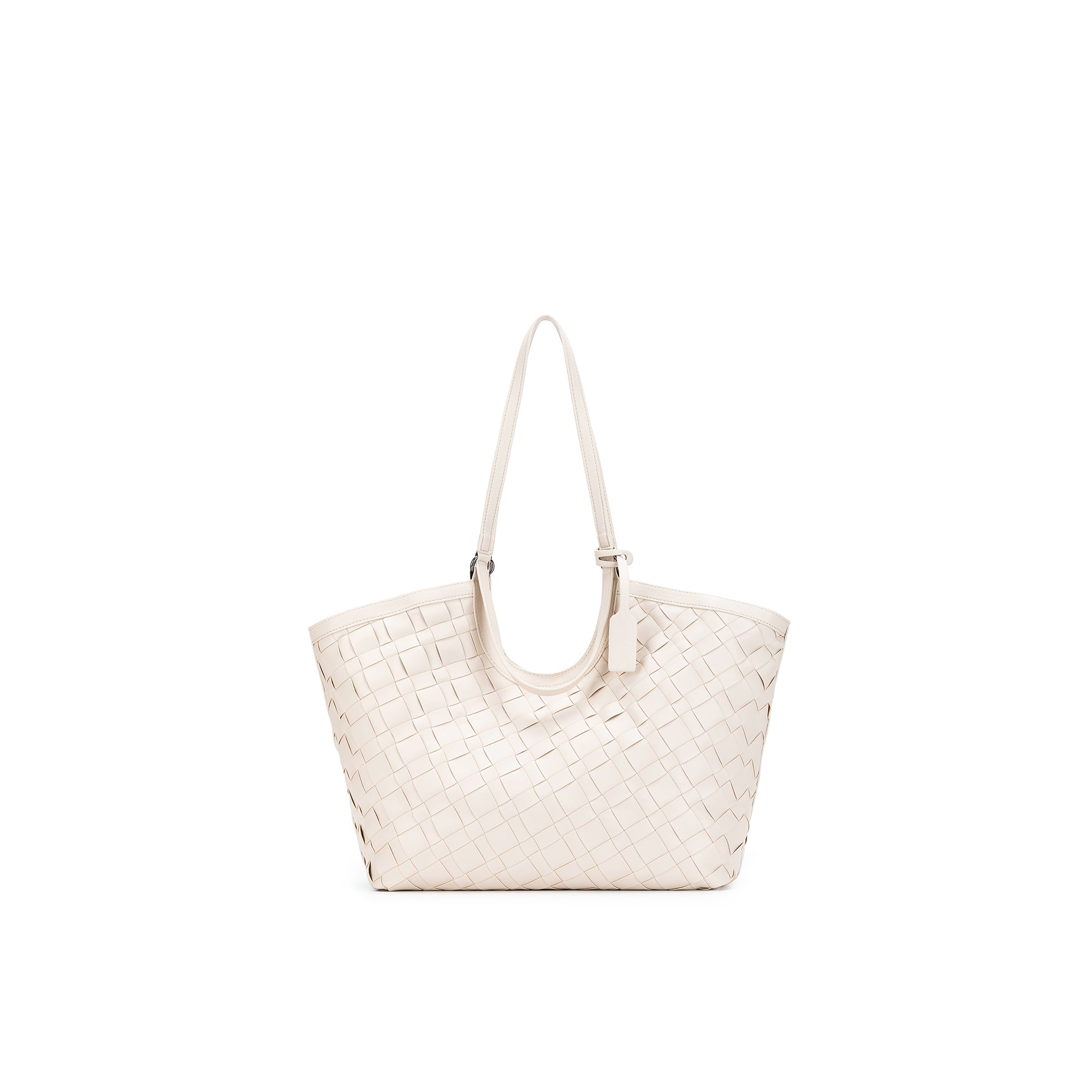 Solana White 2 Piece Woven Handbag Tote