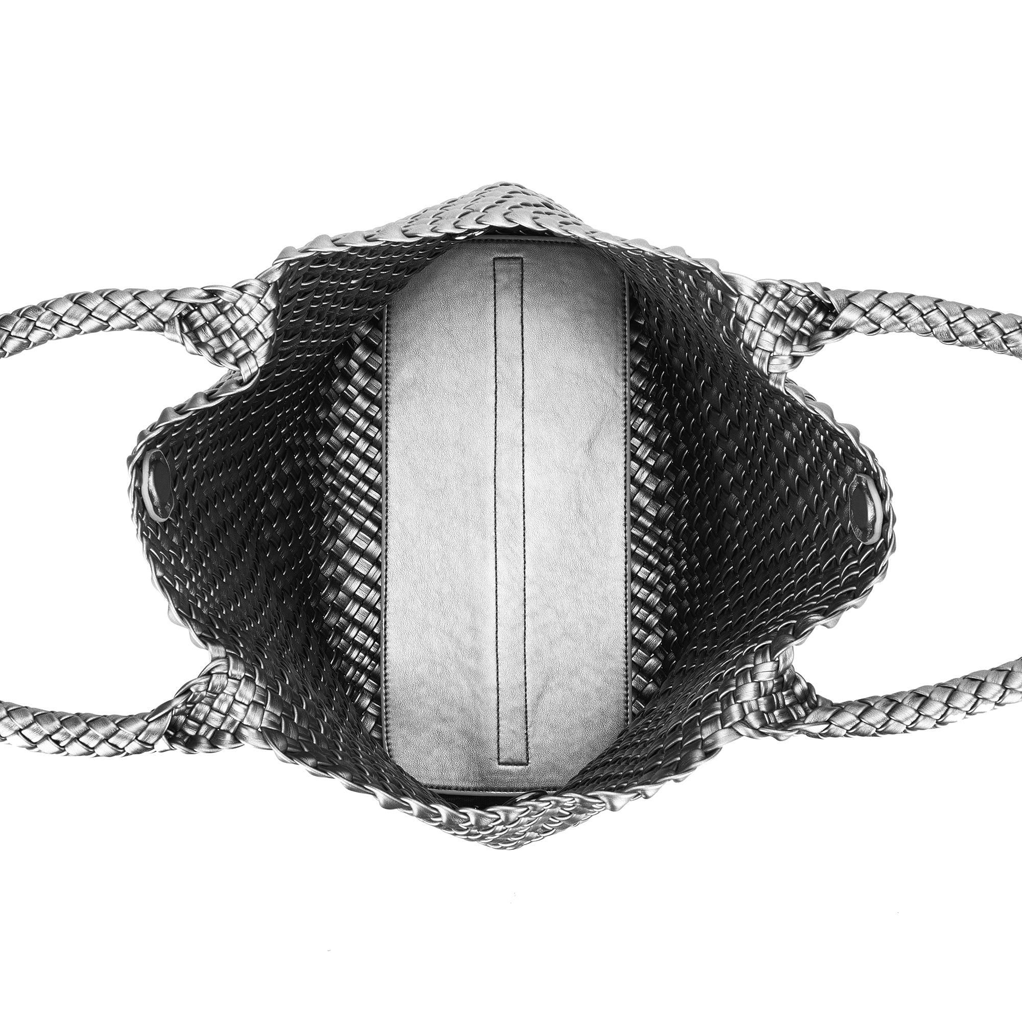 St Moritz Pewter 2 Piece Woven Handbag