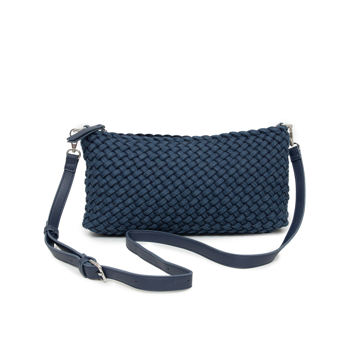 Lolita Denim Blue Woven East West Handbag