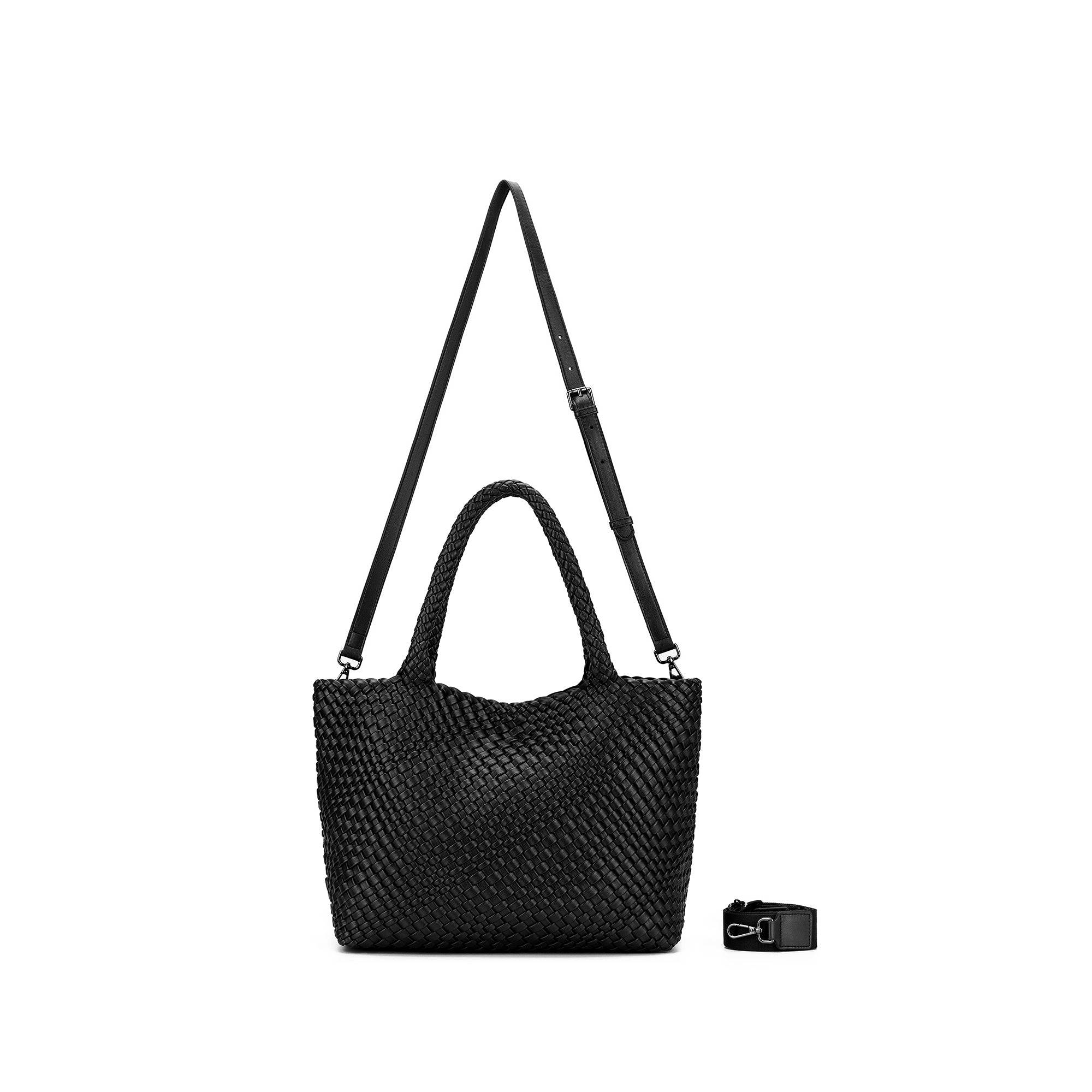 St Moritz Black 2 Piece Woven Handbag