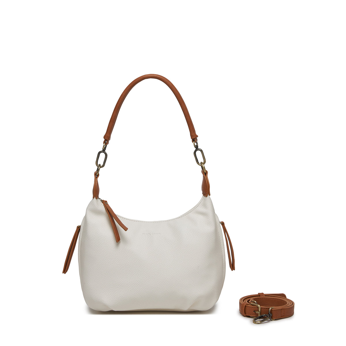 Carey White & Tan Crossbody Bag