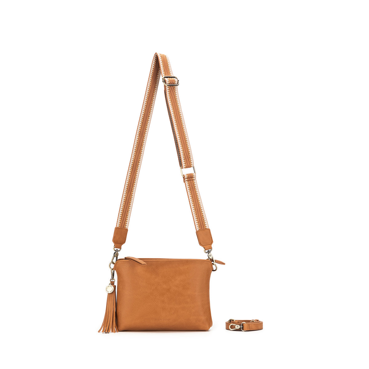Callie Tan 3 Compartment Crossbody Bag