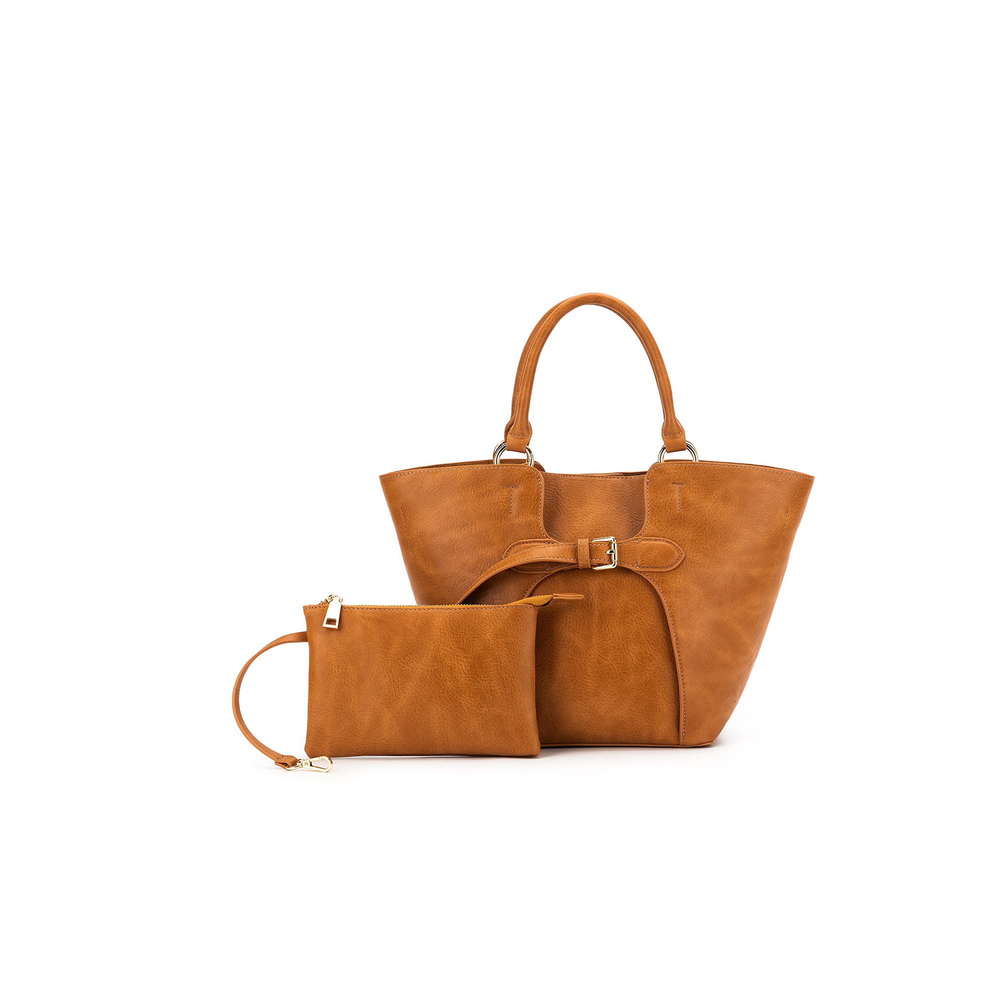 Clementine Tan 2 Piece Handbag Tote