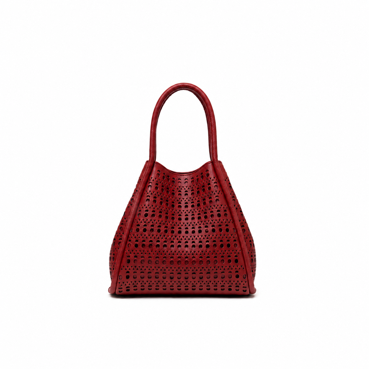 Isabel Red 3 Piece Perforated Handbag