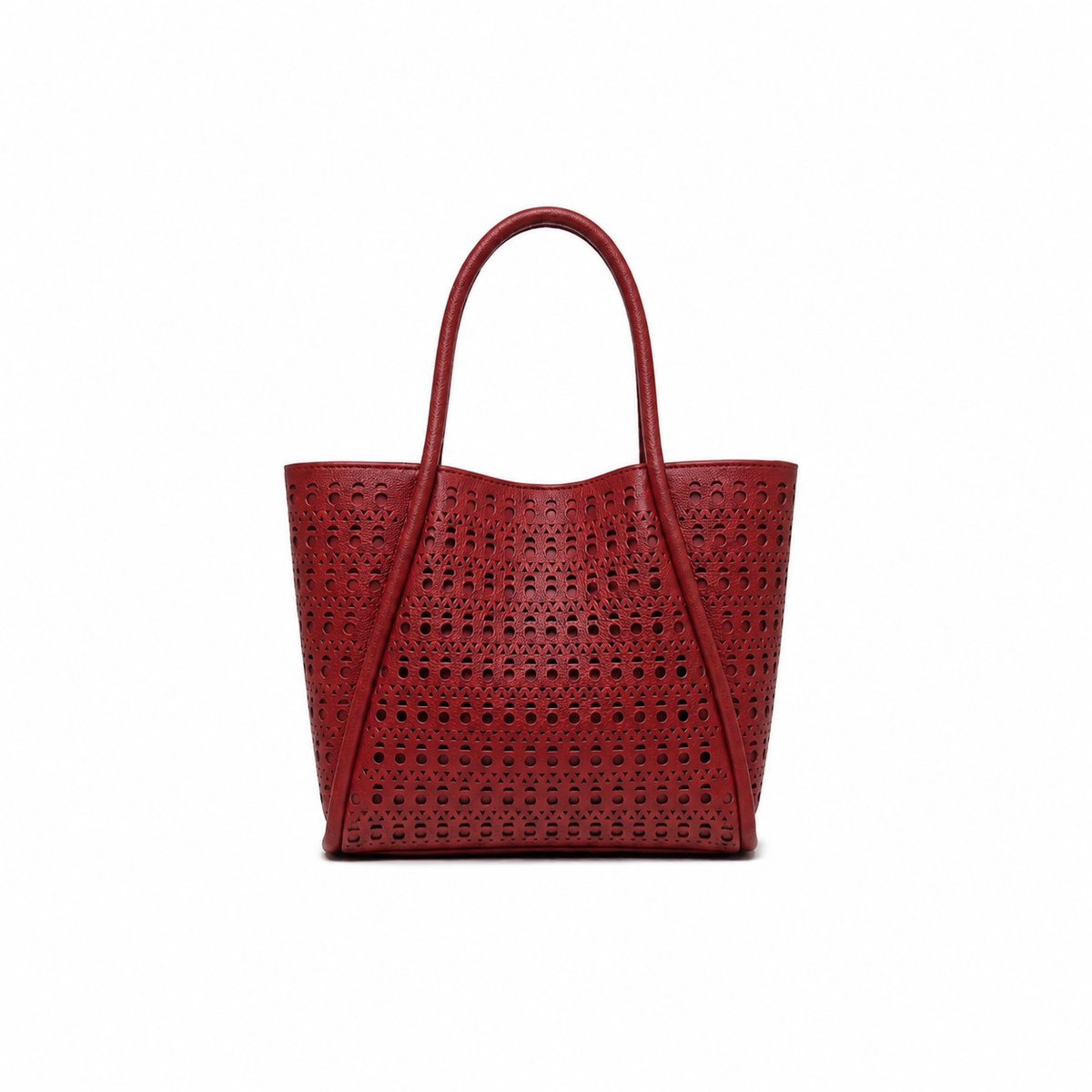 Isabel Red 3 Piece Perforated Handbag