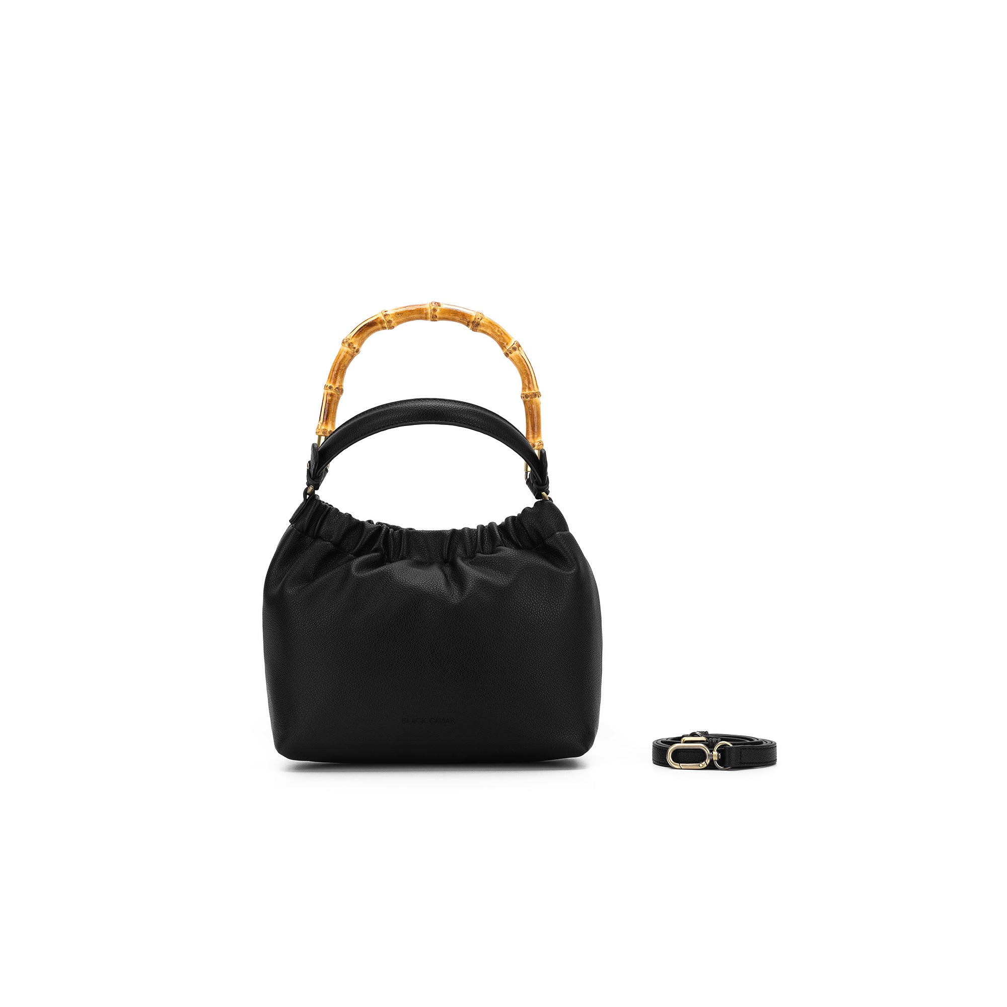 Catalina Black Bamboo Handle Crossbody Bag