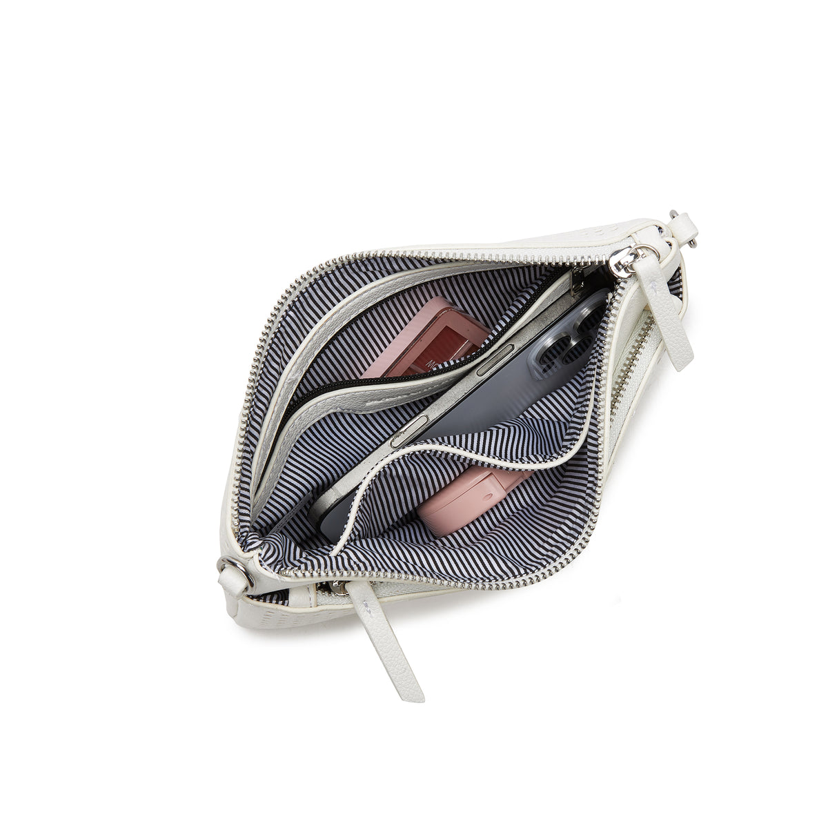 Milla White Vegan Leather Crossbody & Clutch Bag