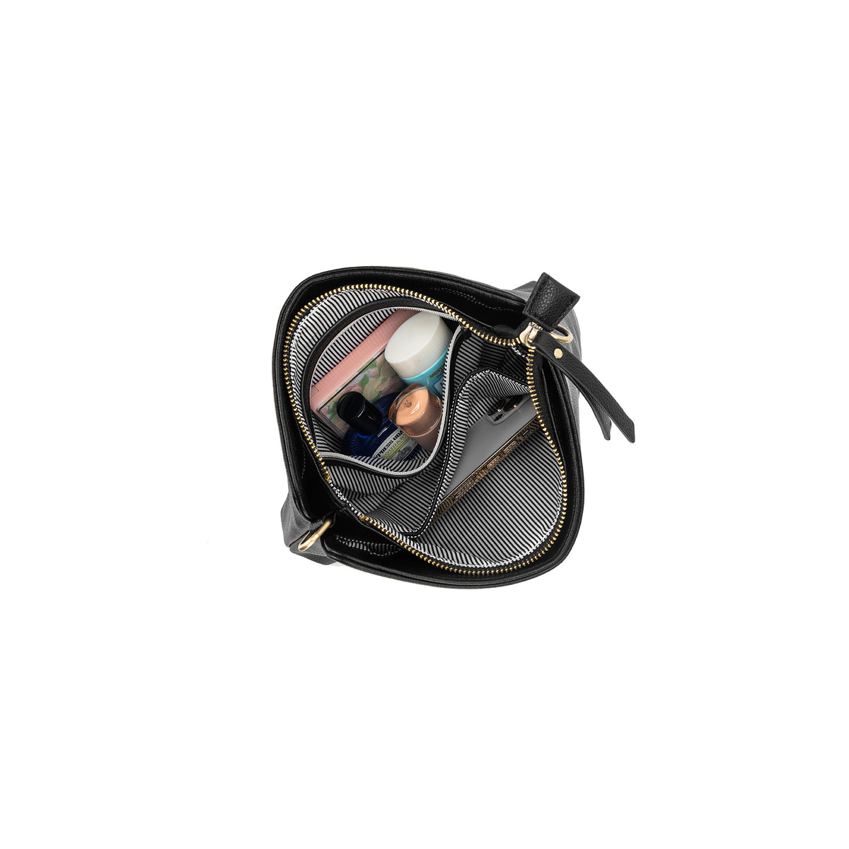 Callie Black 3 Compartment Crossbody Bag