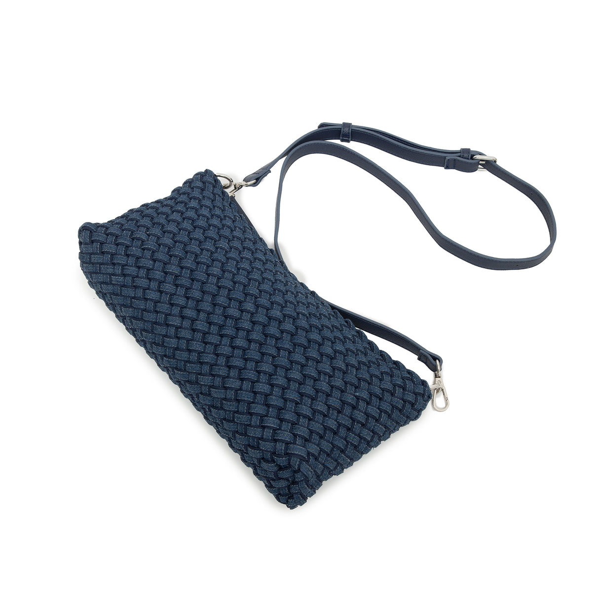 Lolita Denim Blue Woven East West Handbag