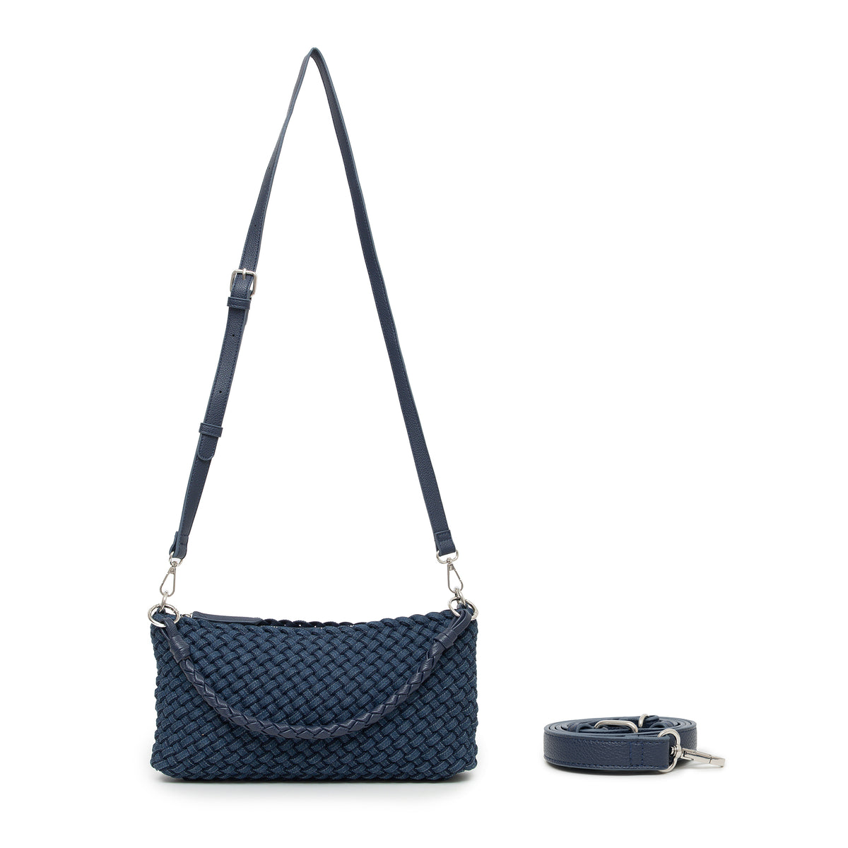 Lolita Denim Blue Woven East West Handbag