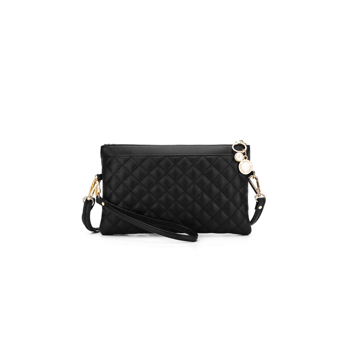 Odessa Black Quilted Crossbody Wristlet