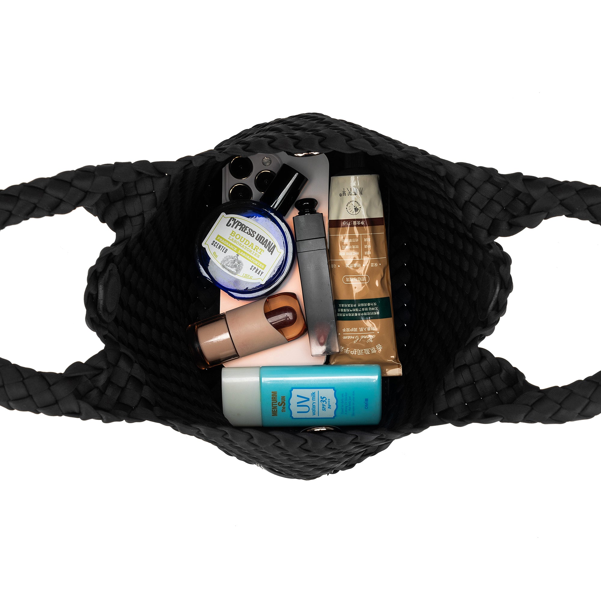 Riviera Black 2 Piece Mini Neoprene Tote Handbag