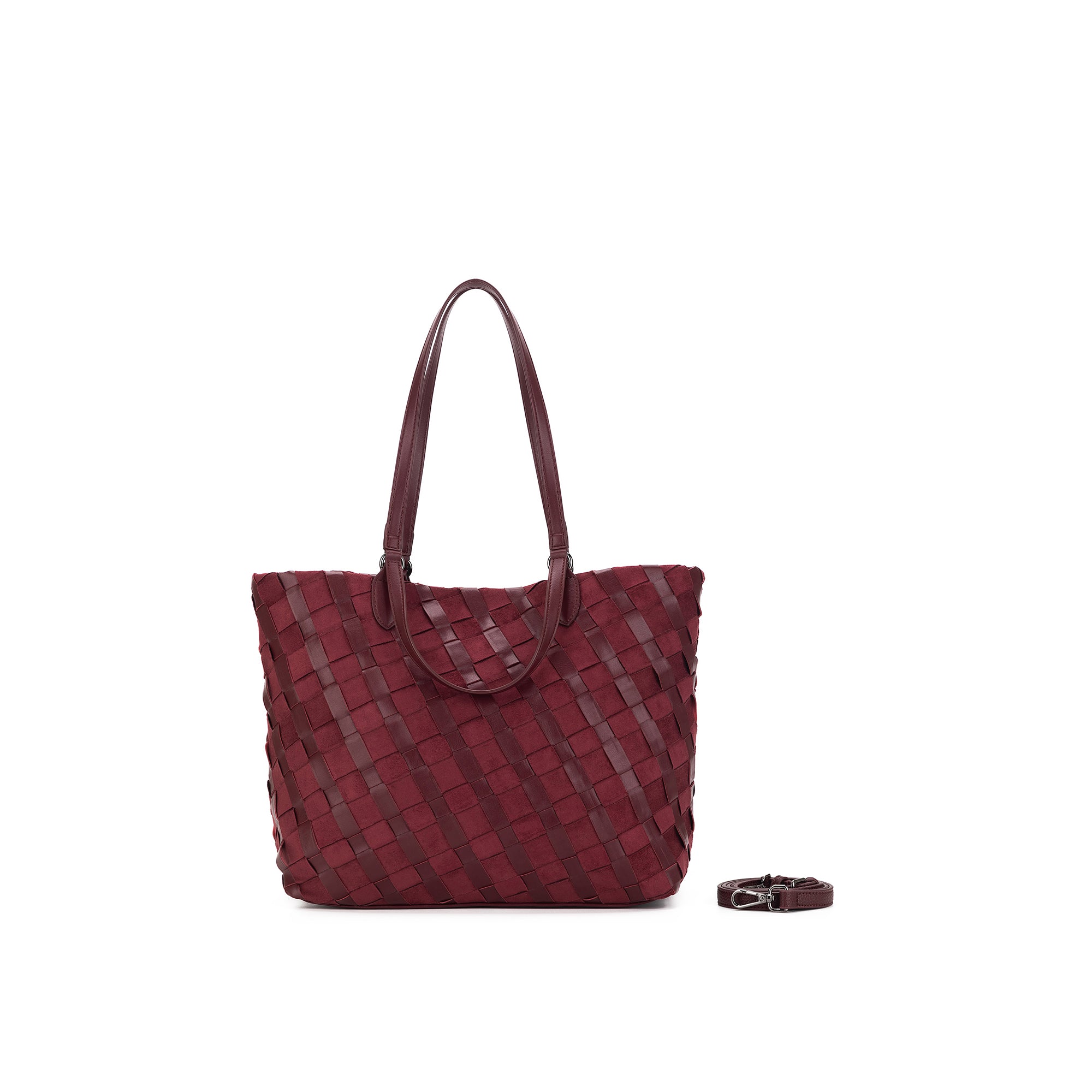 Lexington Burgundy 3 Piece Woven Handbag Tote