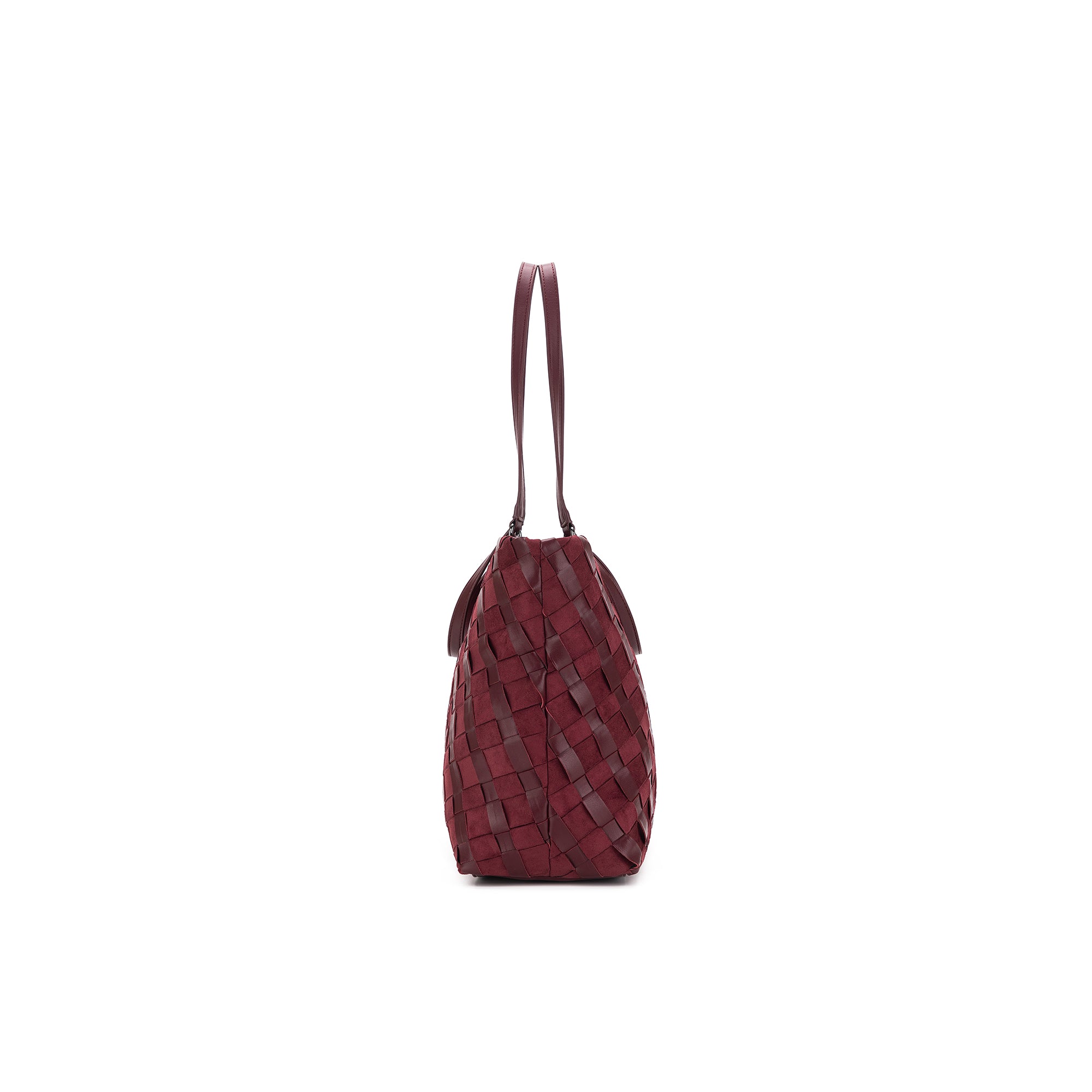 Lexington Burgundy 3 Piece Woven Handbag Tote