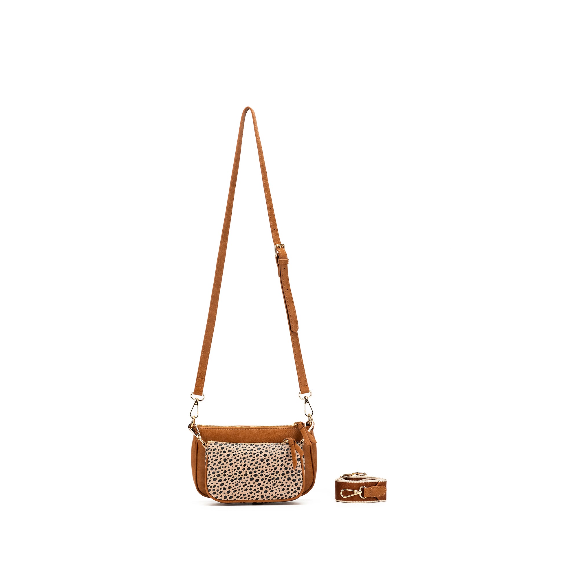 Sabie Tan/ Pebbled 2 Piece Crossbody Bag