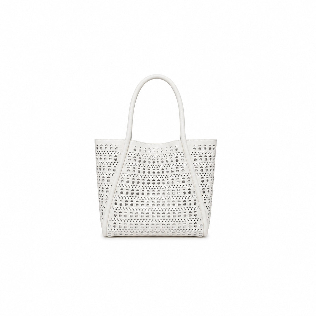 Isabel White 3 Piece Perforated Handbag