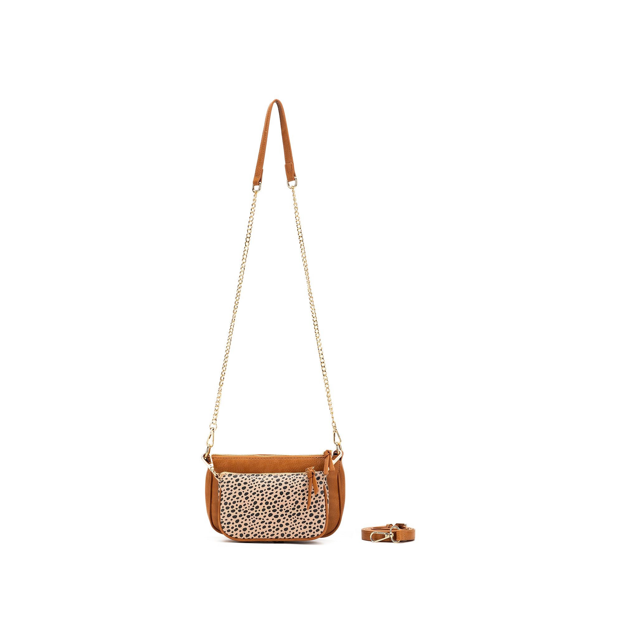 Sabie Tan/ Pebbled 2 Piece Crossbody Bag