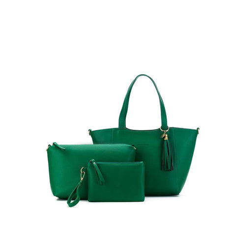 Carolyn Dark Green 3 Piece Handbag Set