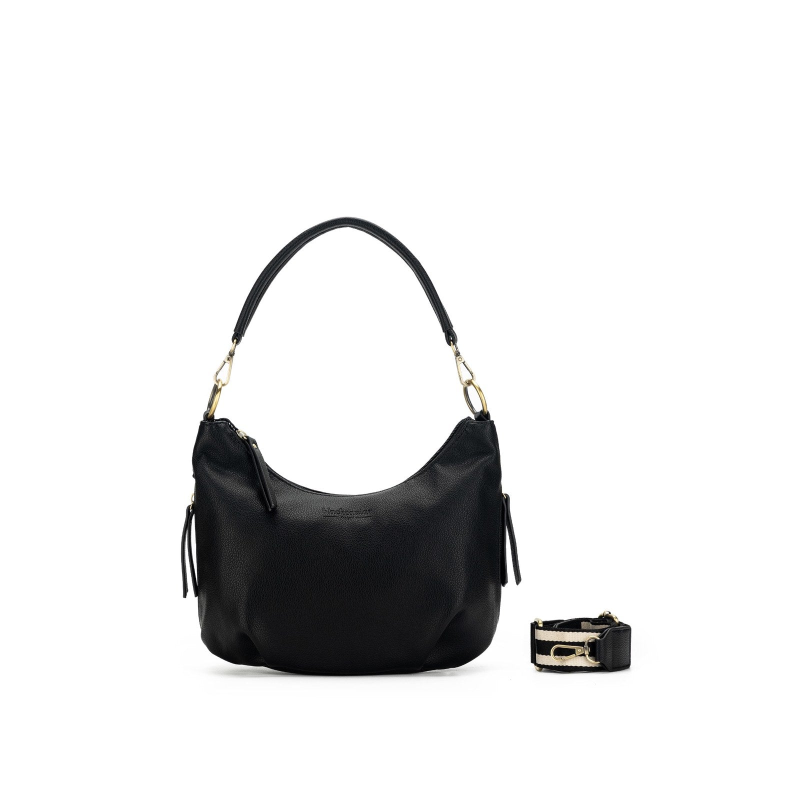 Carey Black Vegan Leather Crossbody Bag