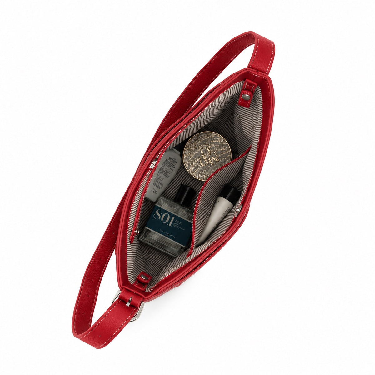 Aryana  Red Vegan Leather Shoulder & Crossbody Bag