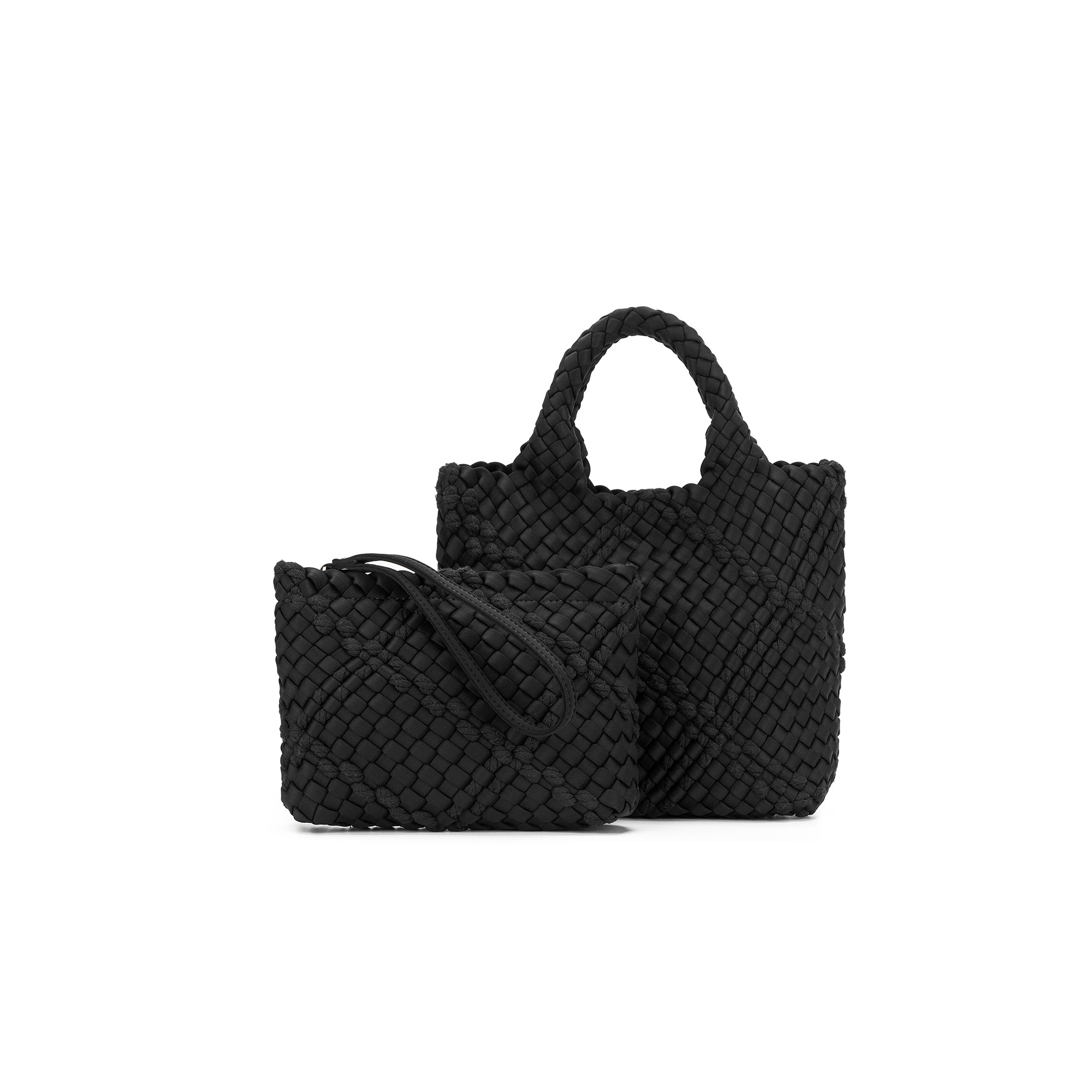 Panarea Black Woven Neoprene Mini Tote