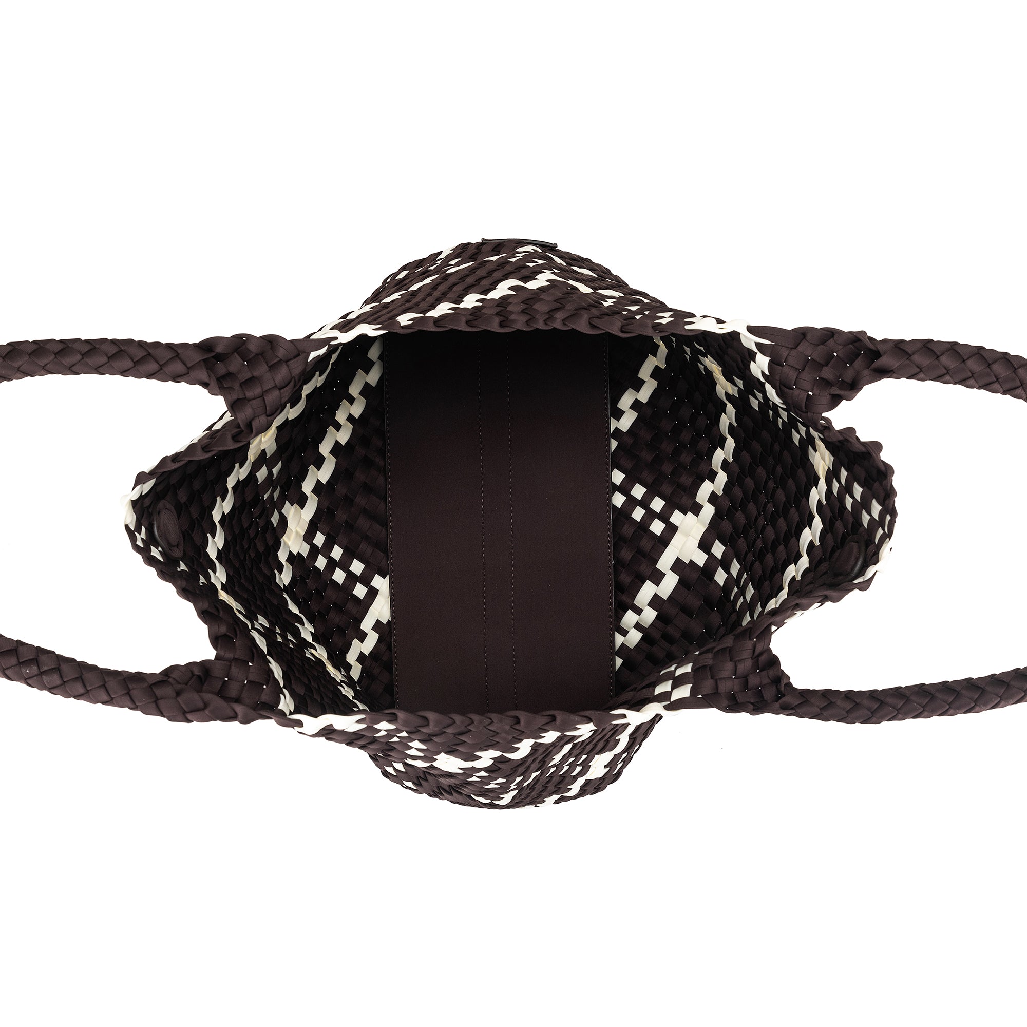 The Hampton Chocolate And White 2 Piece Handwoven Neoprene Handbag