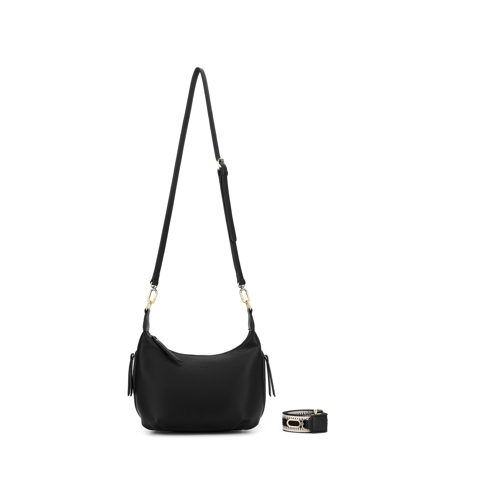 Carey Black Vegan Leather Crossbody Bag
