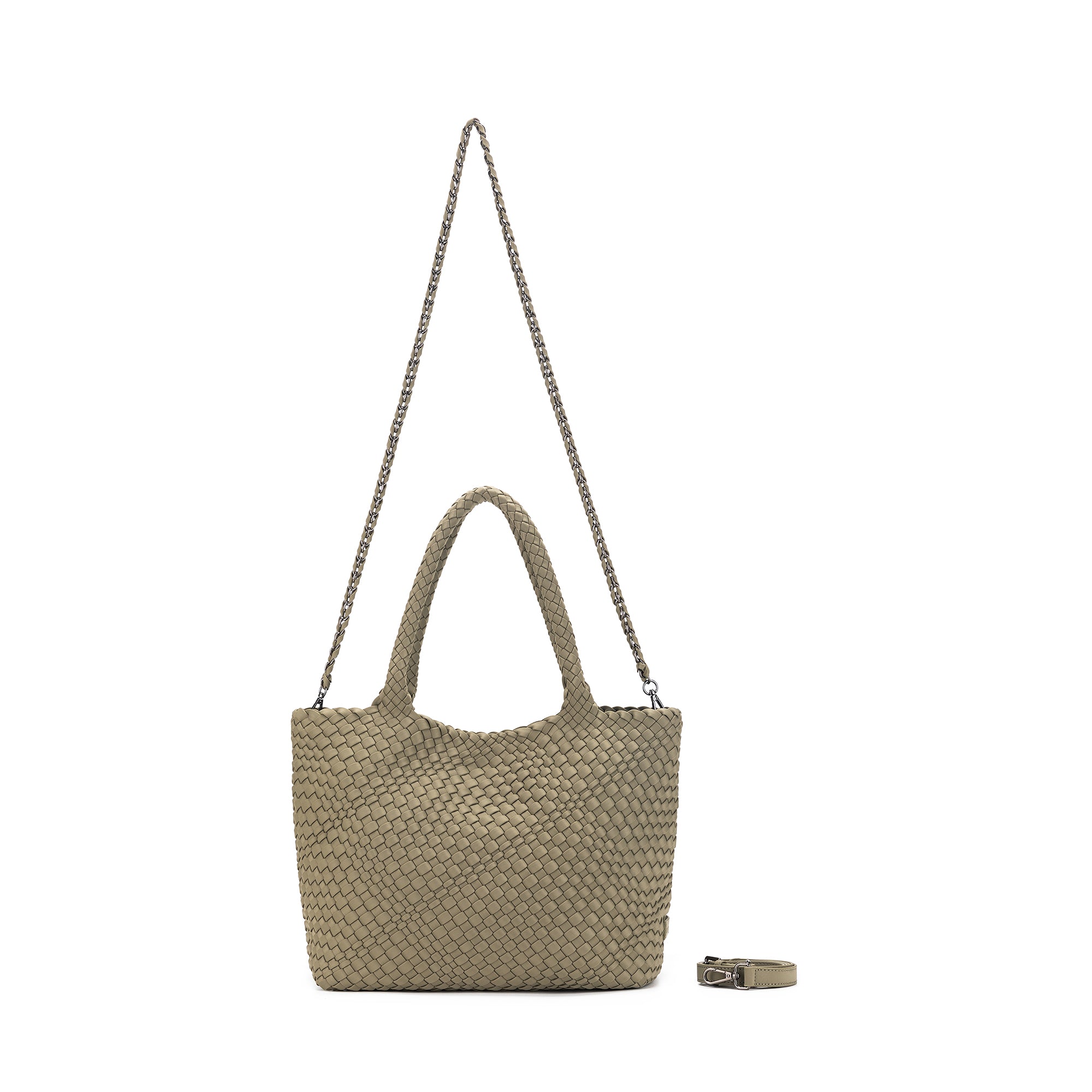 The Hampton Light Olive 2 Piece Handwoven Neoprene Handbag