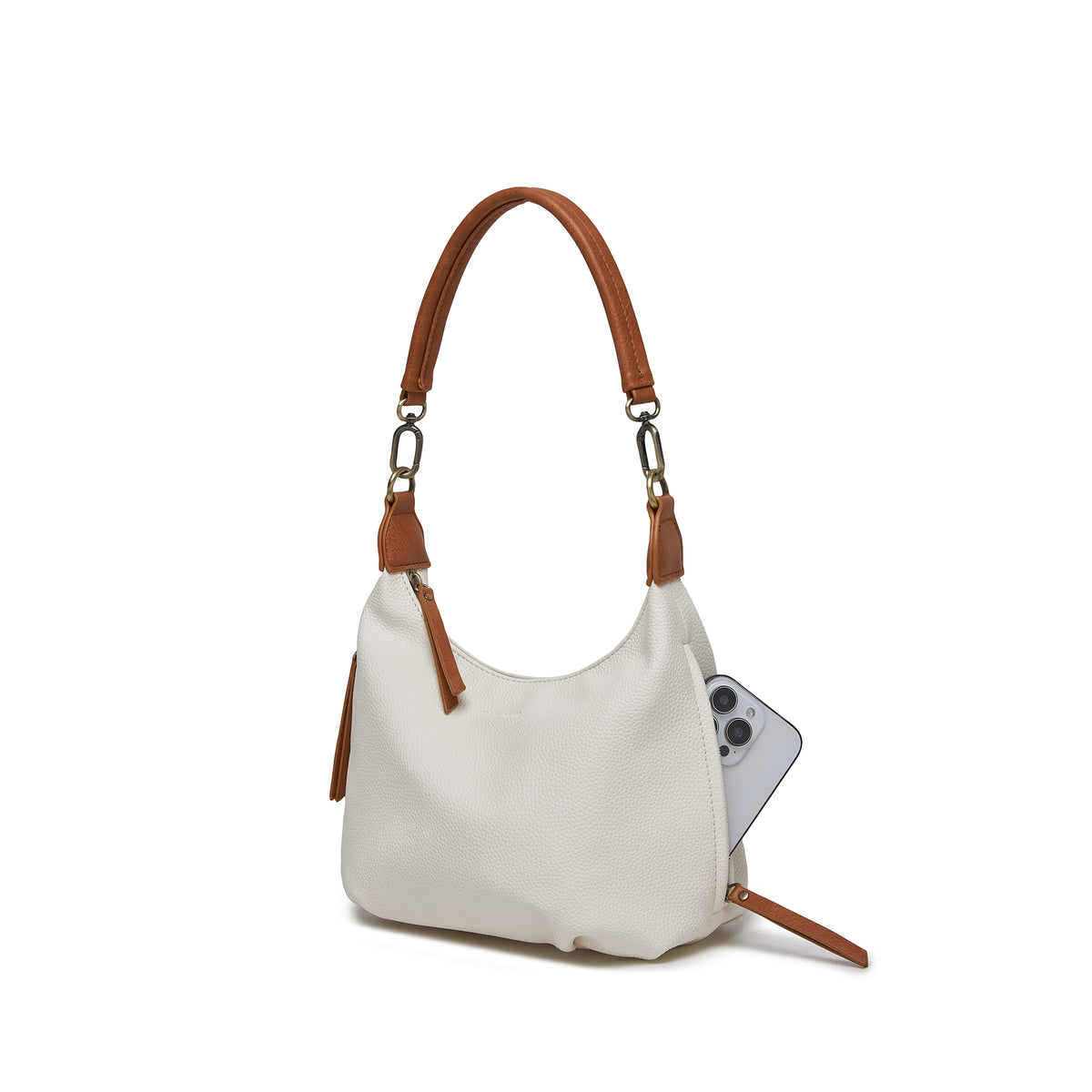 Carey White & Tan Crossbody Bag