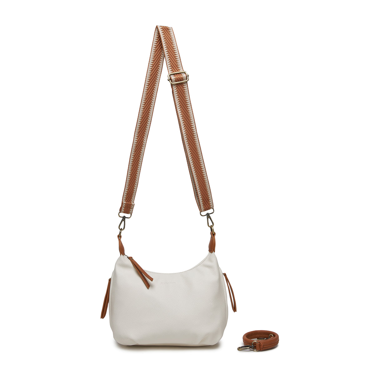 Carey White & Tan Crossbody Bag