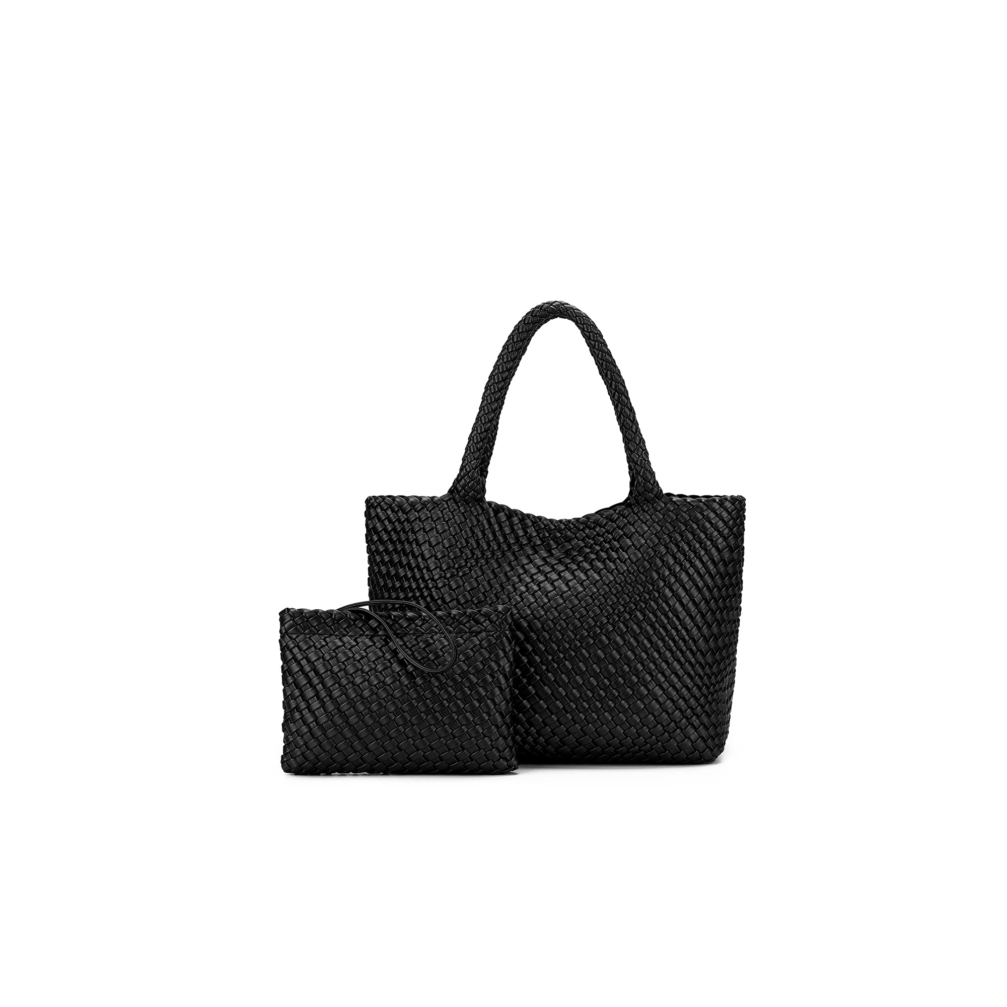 St Moritz Black 2 Piece Woven Handbag
