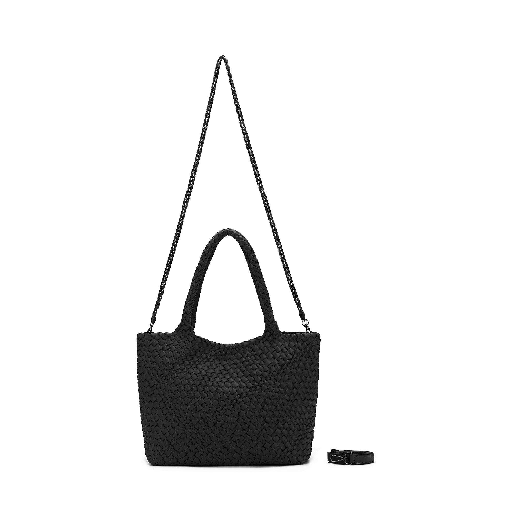 The Hampton Black 2 Piece Handwoven Neoprene Handbag