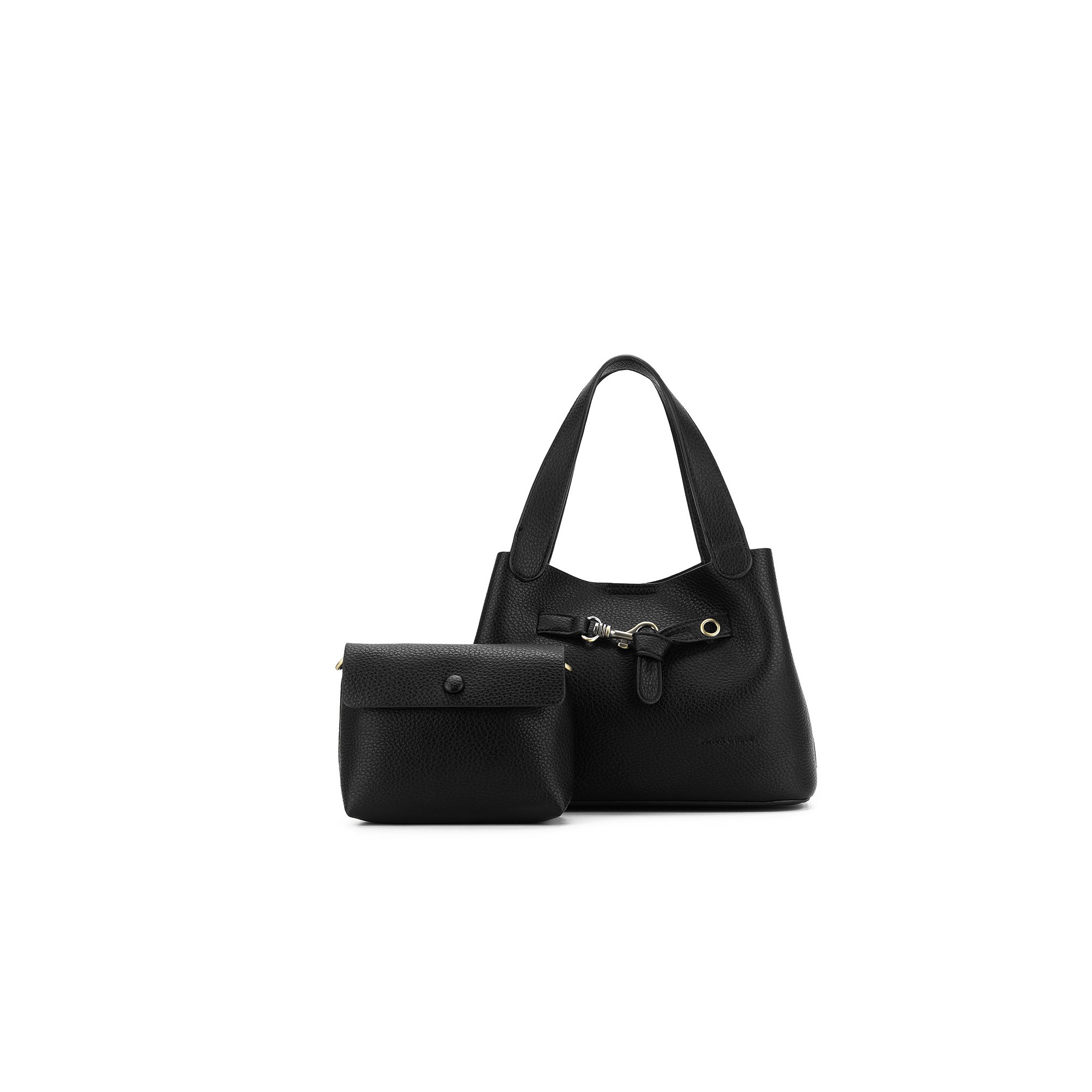 Brielle Black 2 Piece Top Handle Handbag Set