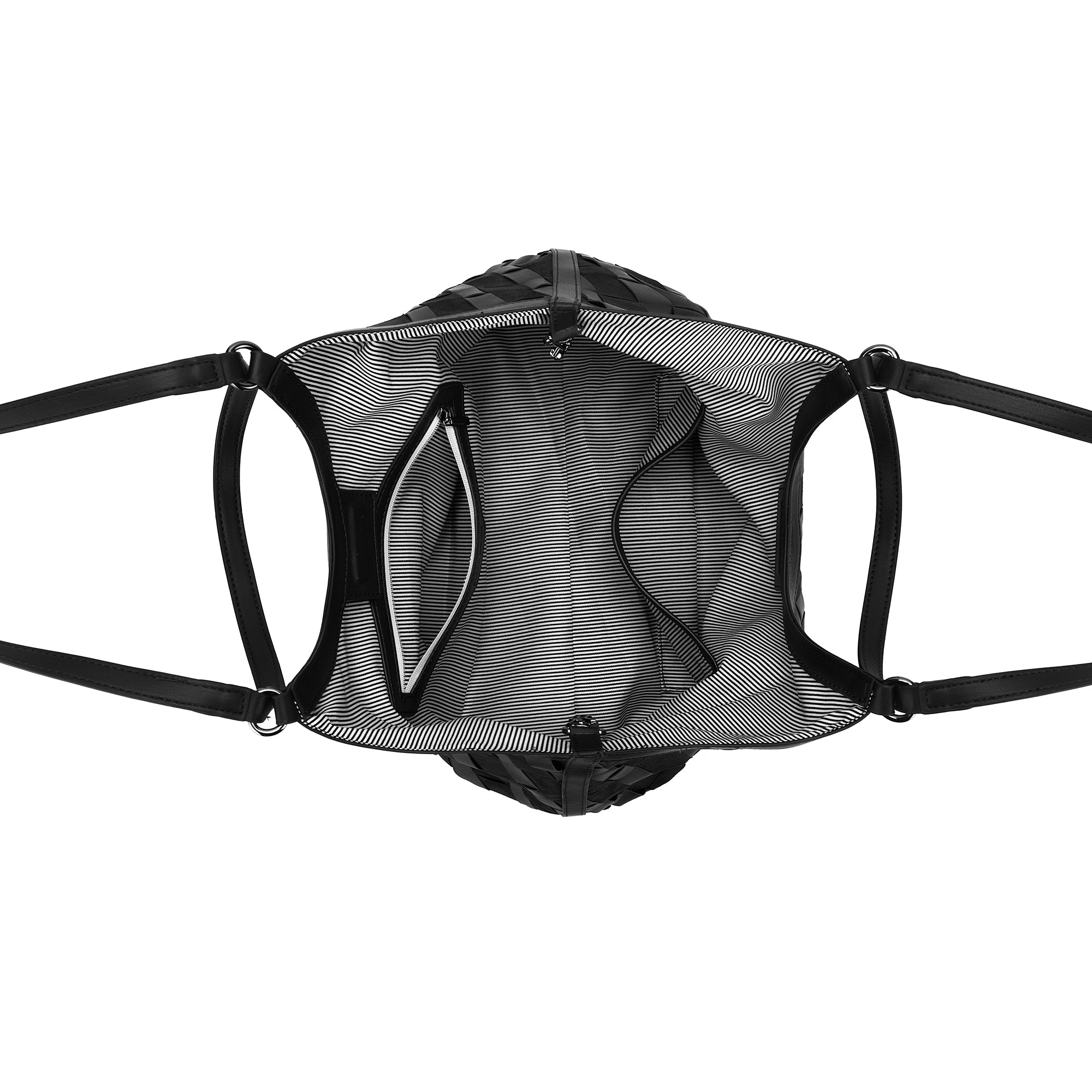 Waverly Black 3 Piece Woven Handbag Tote