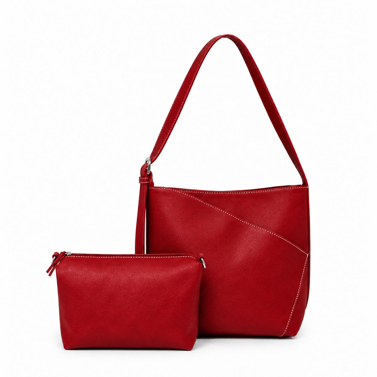 Aryana  Red Vegan Leather Shoulder & Crossbody Bag