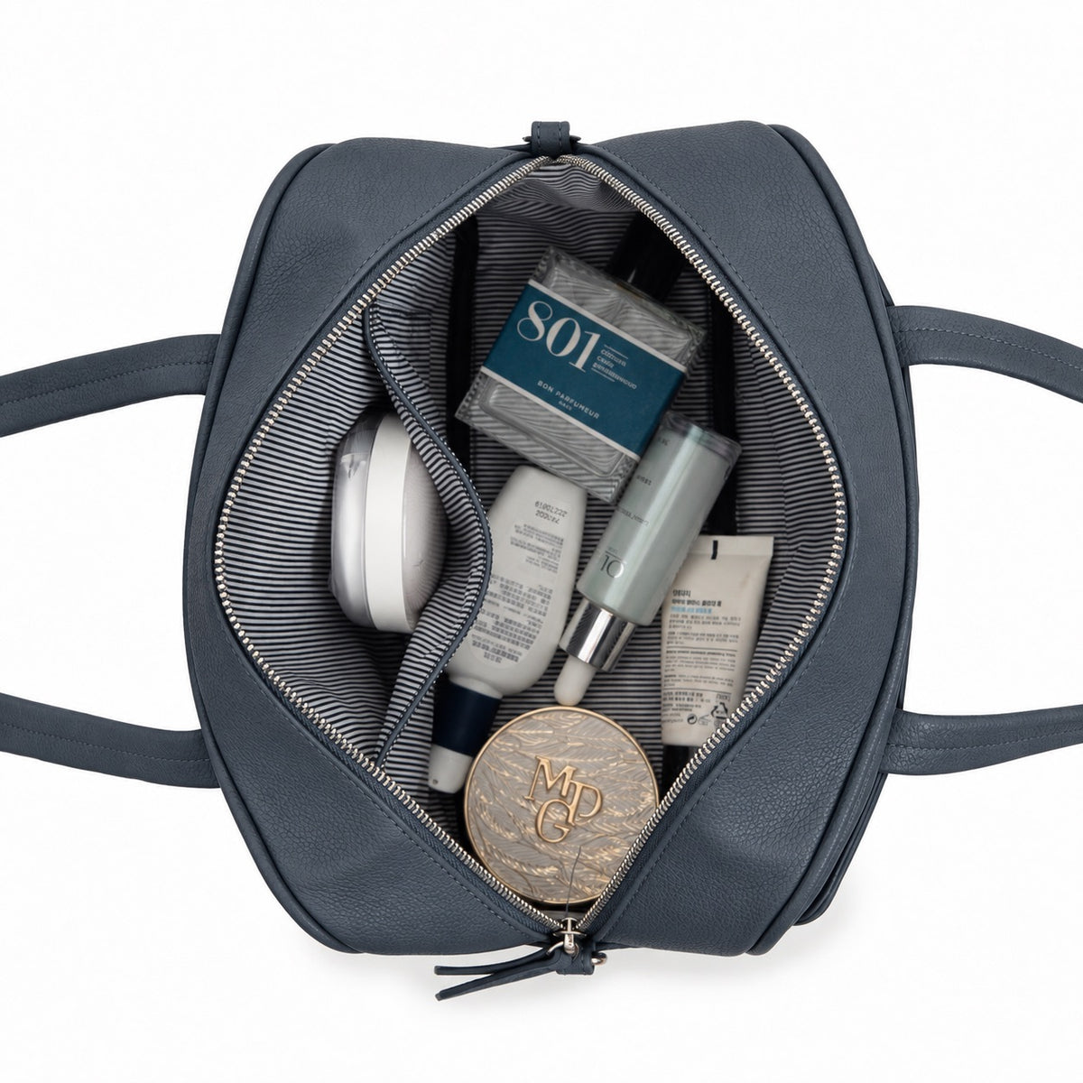 Angelique Gunmetal Blue 2 Piece Bowler Handbag