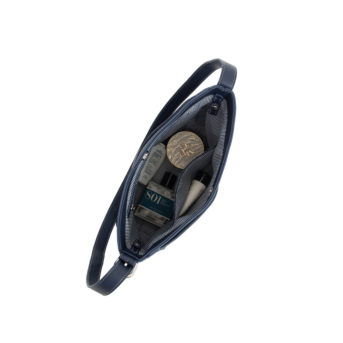 Aryana Navy  Vegan Leather Shoulder & Crossbody Bag