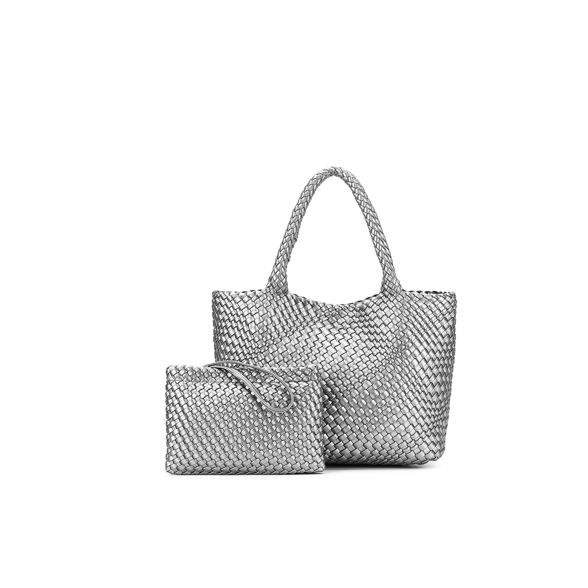 St Moritz Pewter 2 Piece Woven Handbag