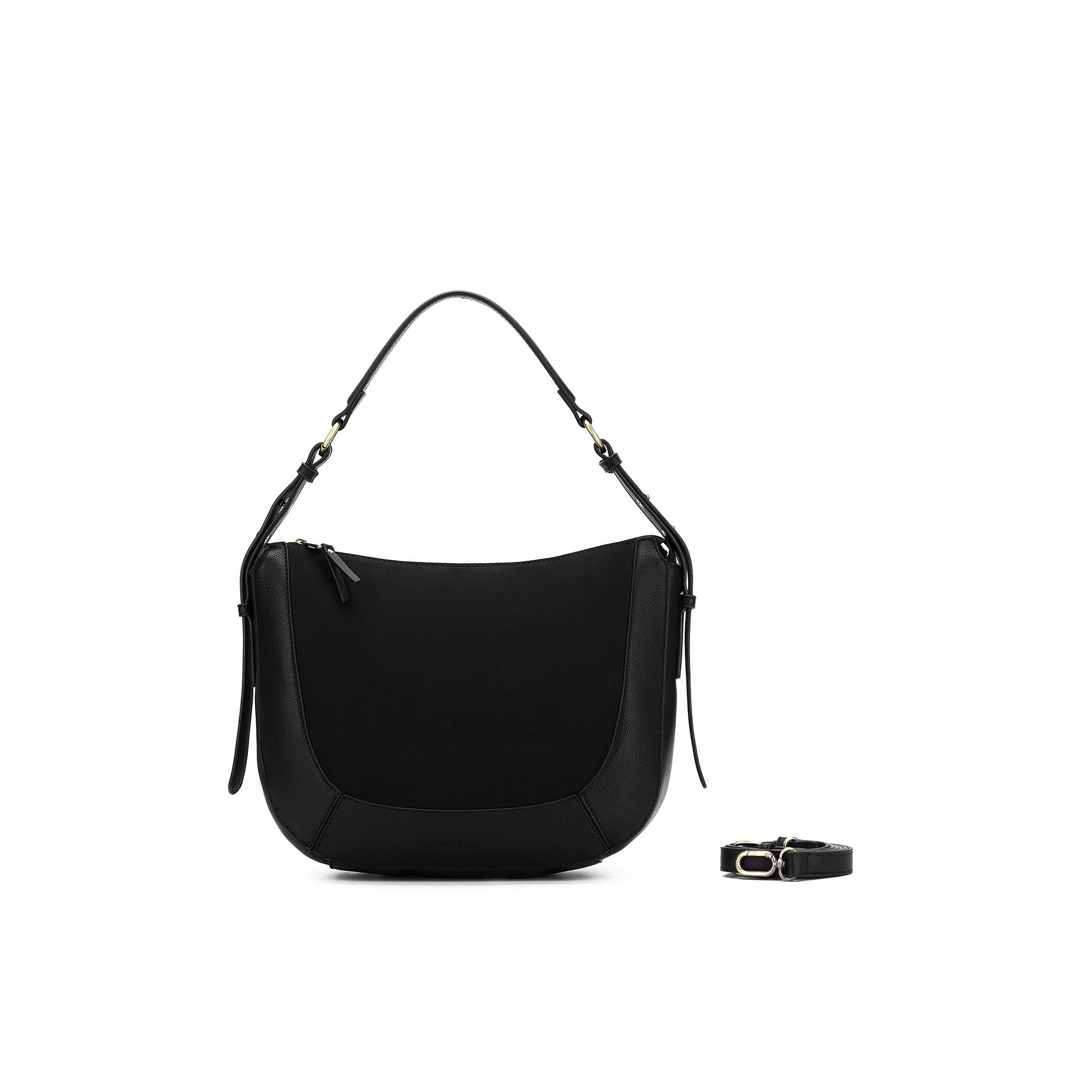 Fleur Black Suedette Top Handle Handbag