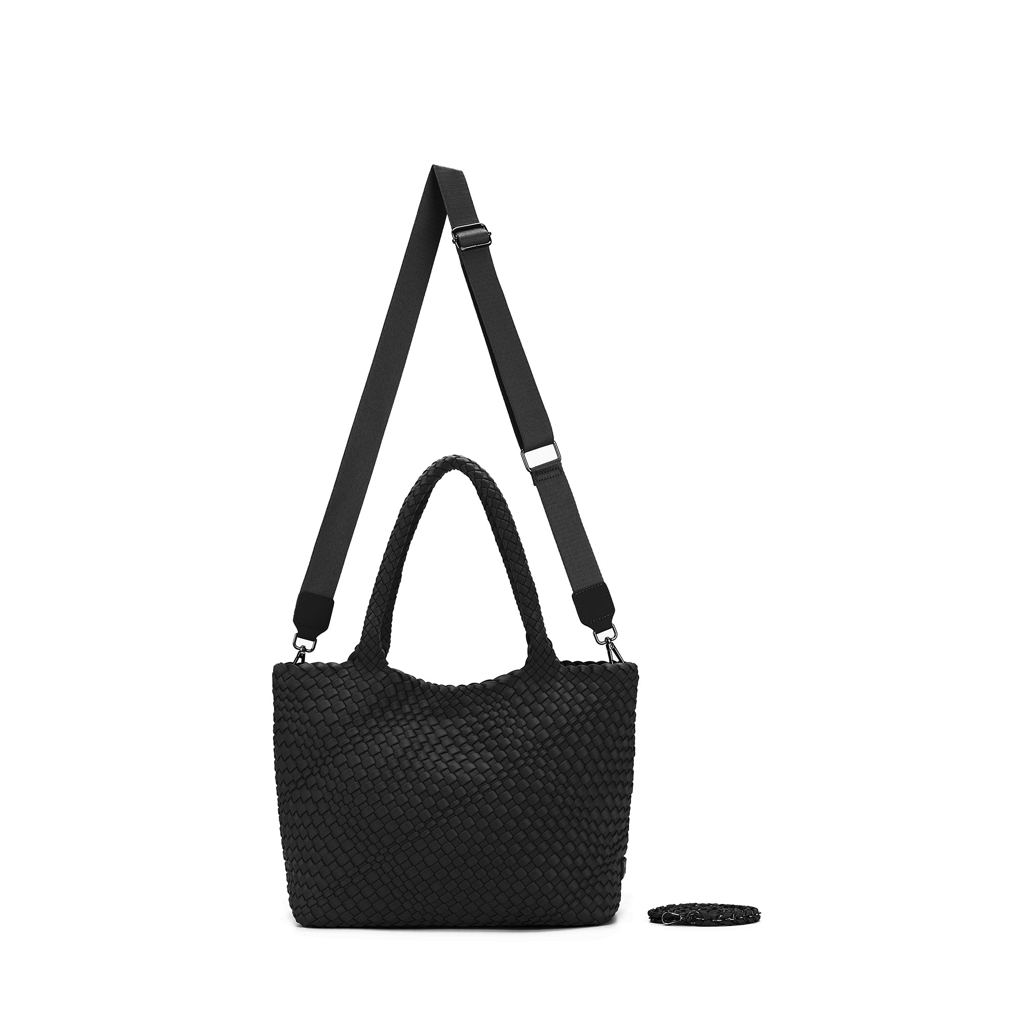 The Hampton Black 2 Piece Handwoven Neoprene Handbag
