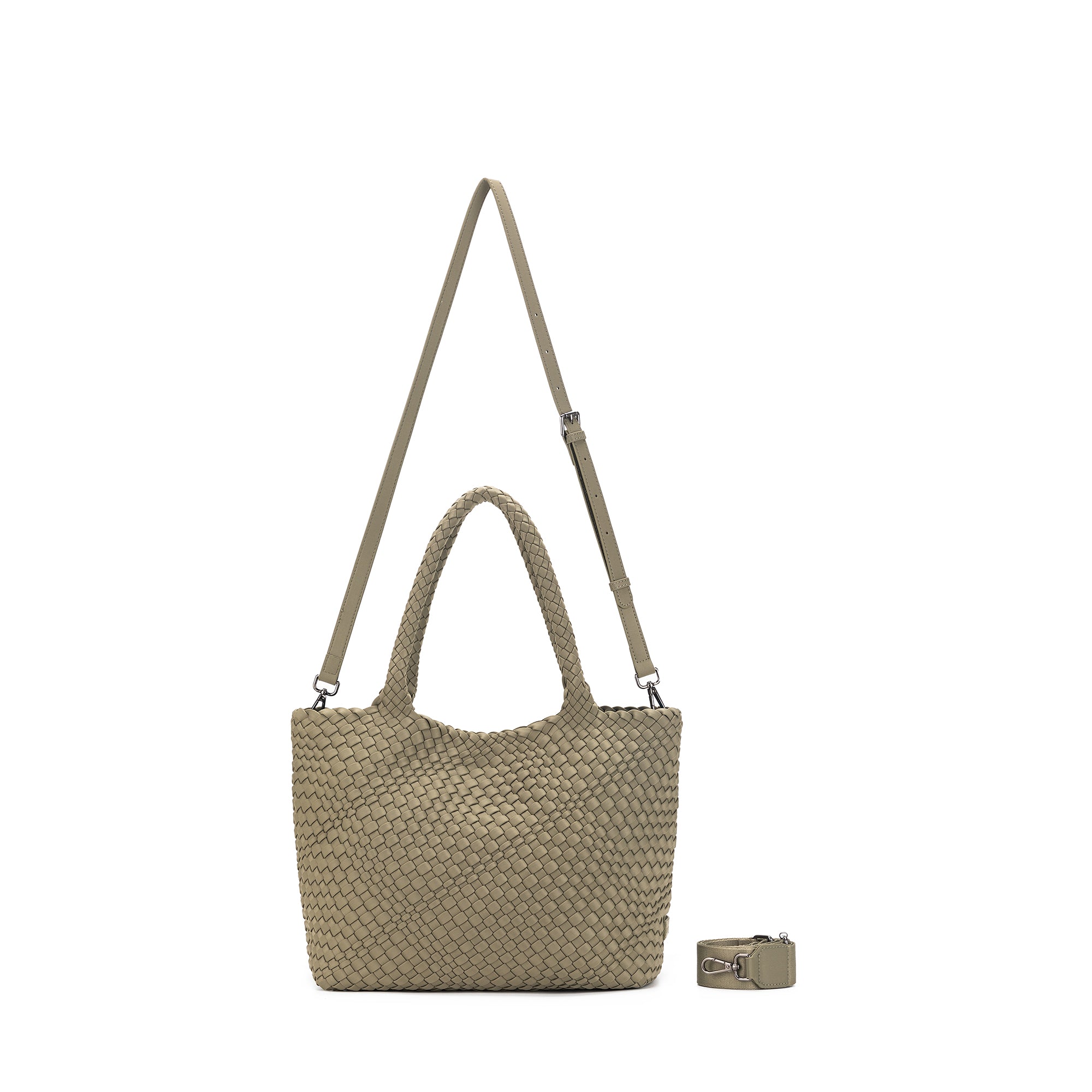 The Hampton Light Olive 2 Piece Handwoven Neoprene Handbag