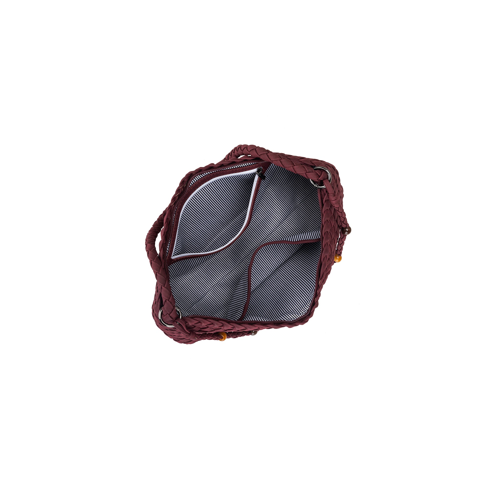 Nolita Burgundy 2 Piece Eastwest Handwoven Suedette Handbag