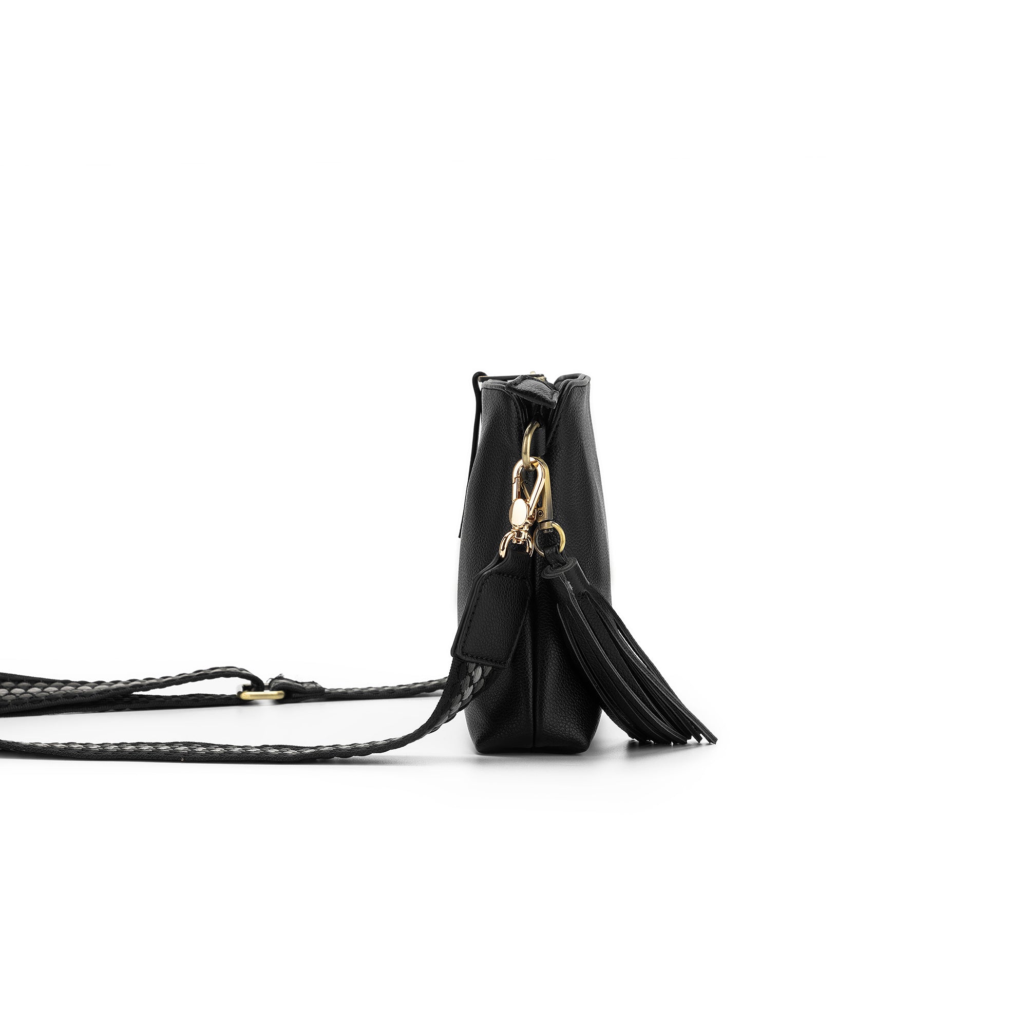 Maggie Black 3 Compartment Crossbody Bag