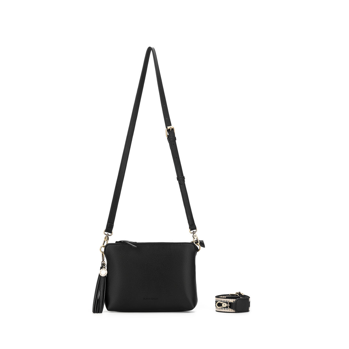 Callie Black 3 Compartment Crossbody Bag