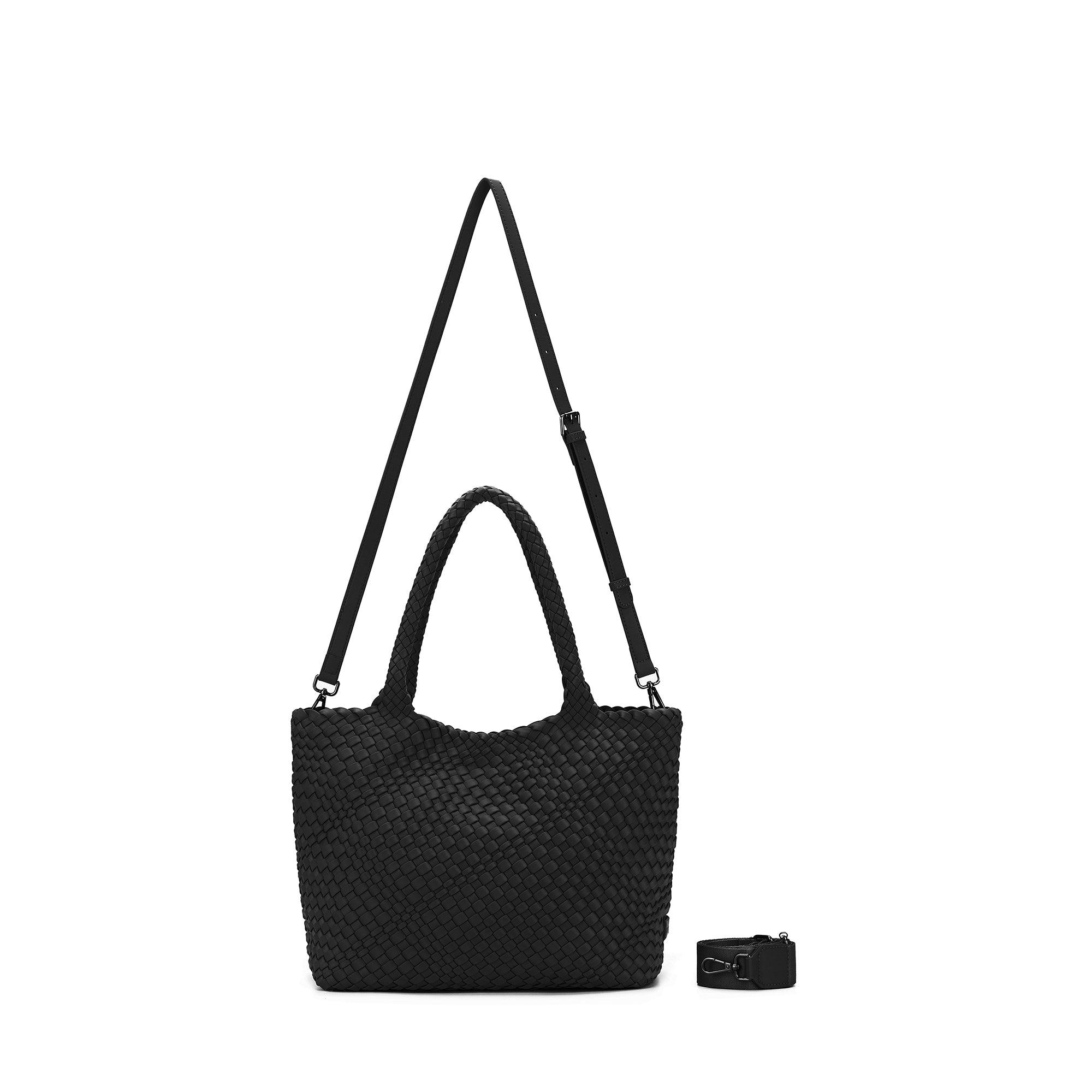 The Hampton Black 2 Piece Handwoven Neoprene Handbag