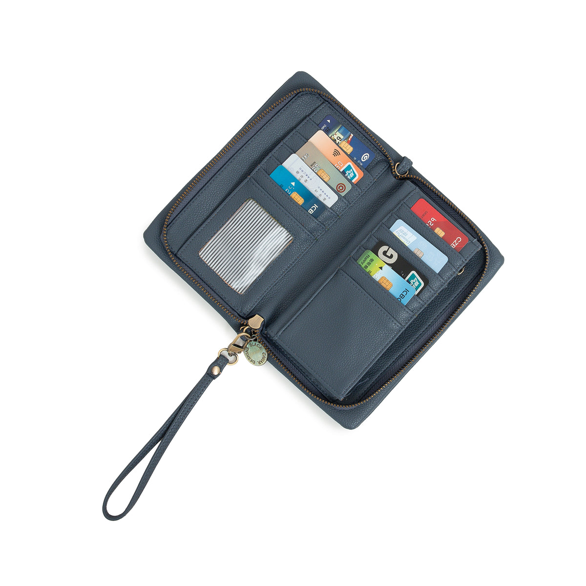 Mavie Gunmetal Blue Crossbody Wallet