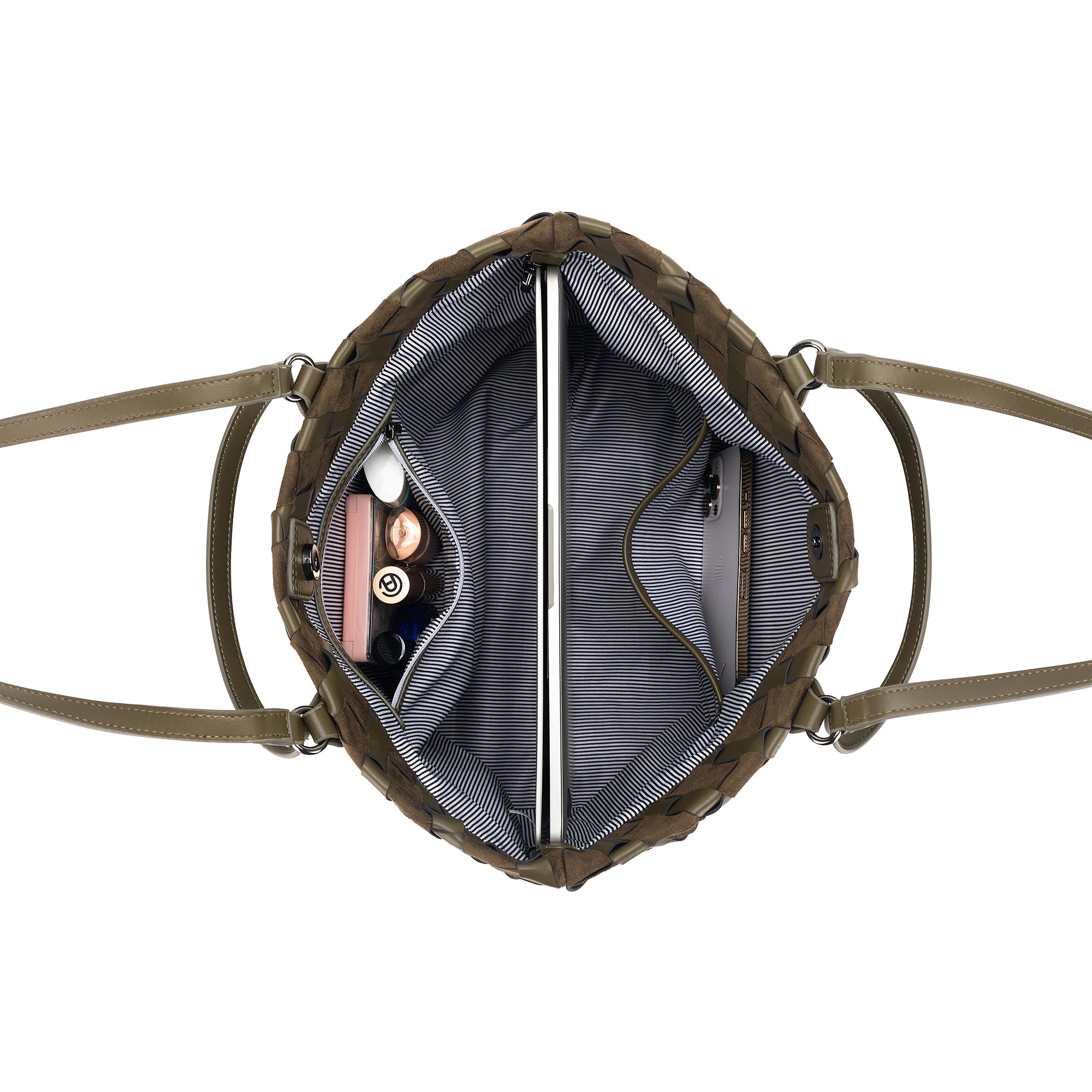 Lexington Olive 3 Piece Woven Handbag Tote