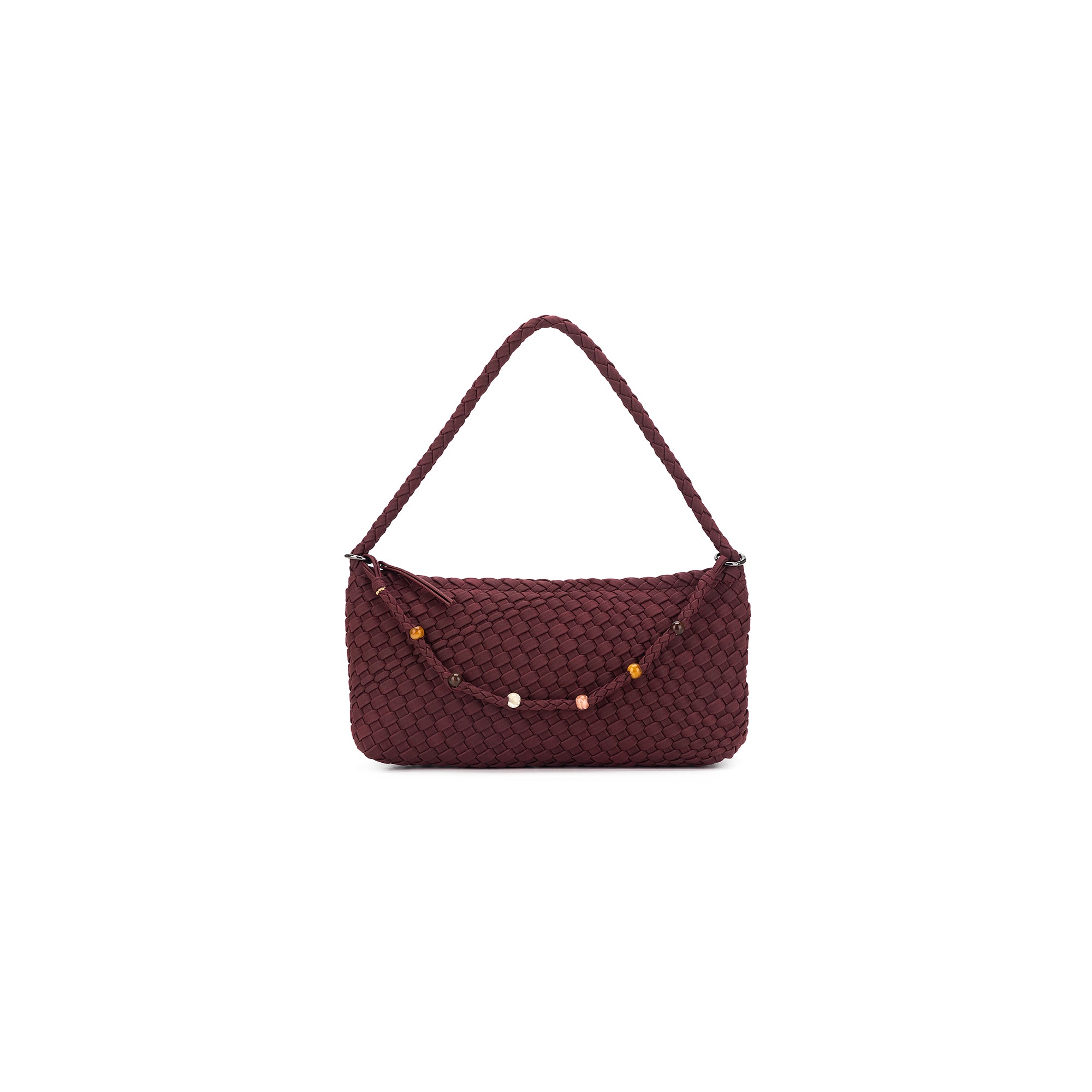 Nolita Burgundy 2 Piece Eastwest Handwoven Suedette Handbag
