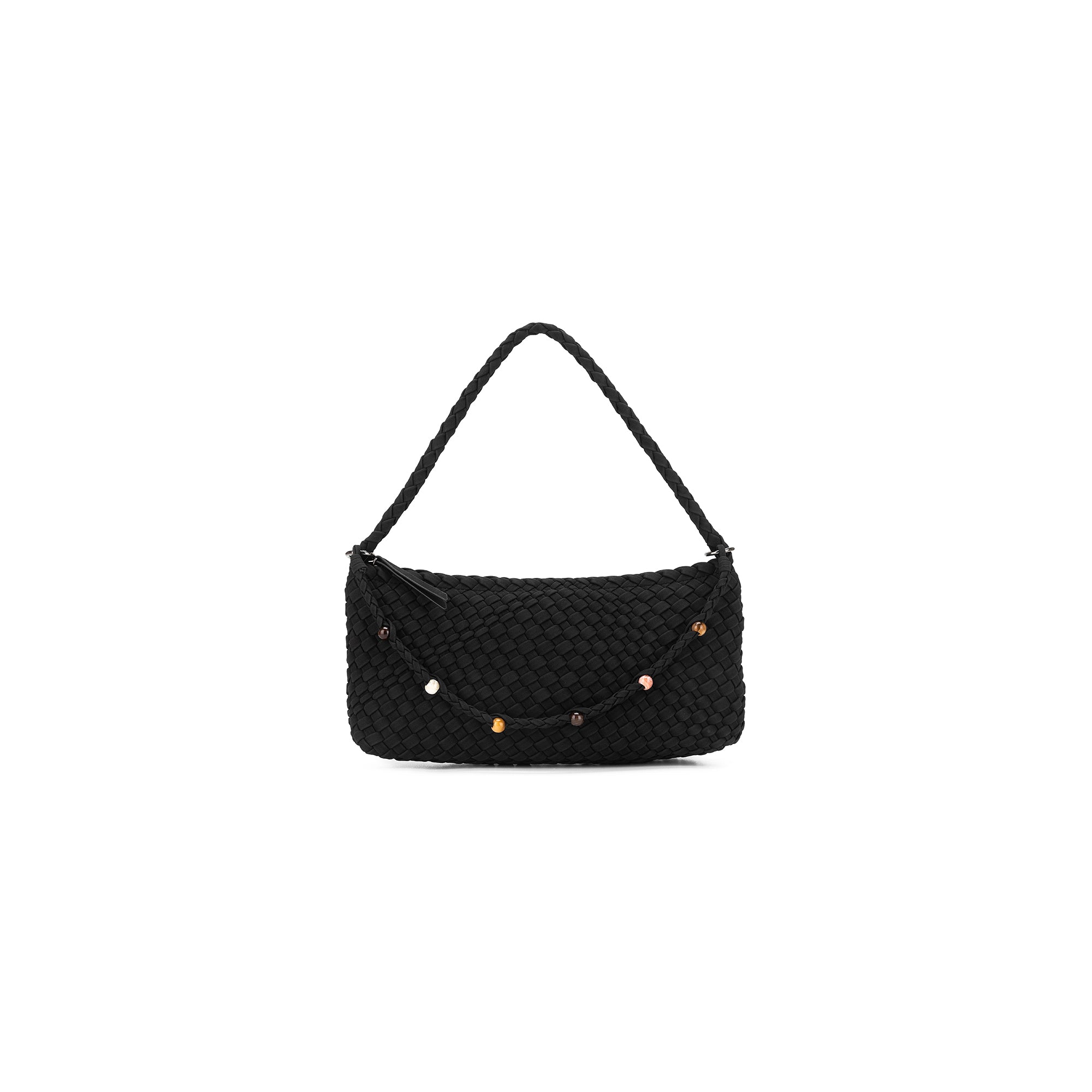 Nolita Black 2 Piece Eastwest Handwoven Suedette Handbag